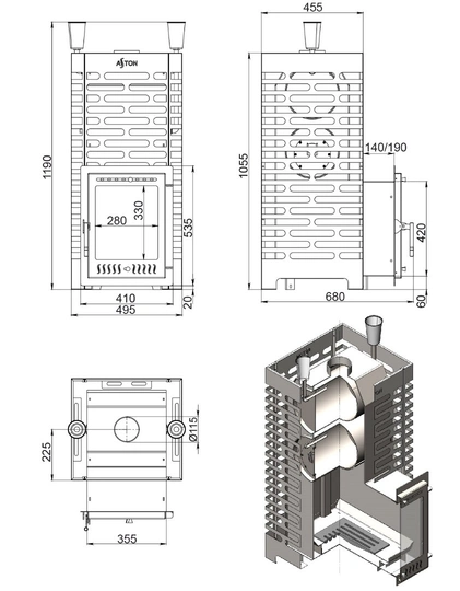 Печь для бани ASTON 30 INOX (320М) - 2