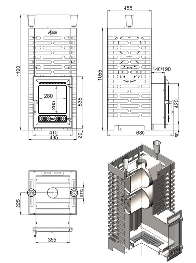 Печь для бани ASTON 30 INOX (320) - 2