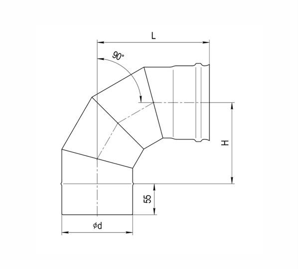 Ferrum HF Plus колено угол 90° (430/1,0мм) Ф115 - 1