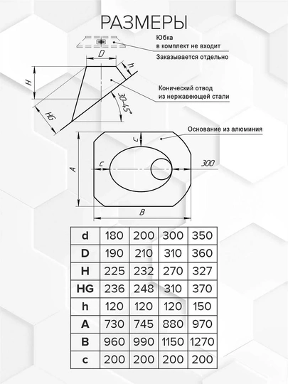 Craft GS/HF-P крышная разделка 30-45гр. (алюминий/эмаль) Ф200 - 1