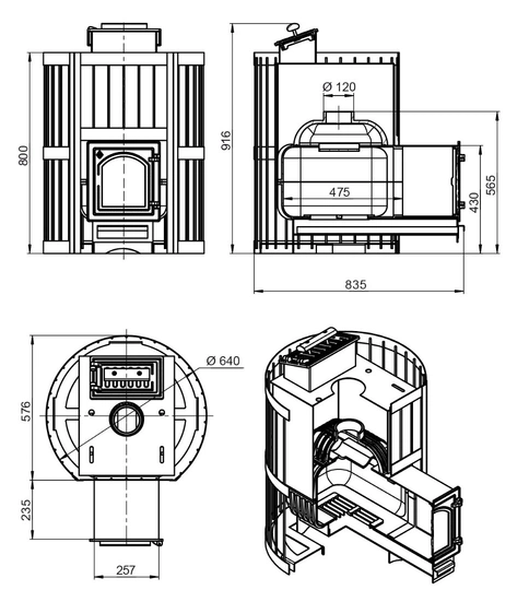 Печь для бани ЭТНА Стандарт 24 (ДТ-4C) Закрытая каменка - 3