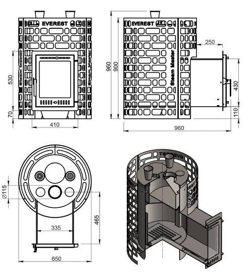 Печь для бани Эверест "Steam Master" 30 INOX (320М) - 5
