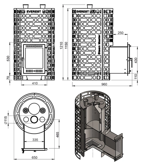 Печь для бани Эверест "Steam Master" 44 INOX (320М) - 5