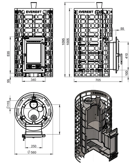 Печь для бани Эверест "Steam Master" 24 (310) ЧУГУН б/в - 4