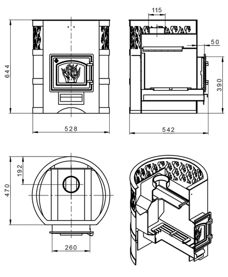 Печь для бани Везувий Лава 16 (ДТ-3) без выноса - 1