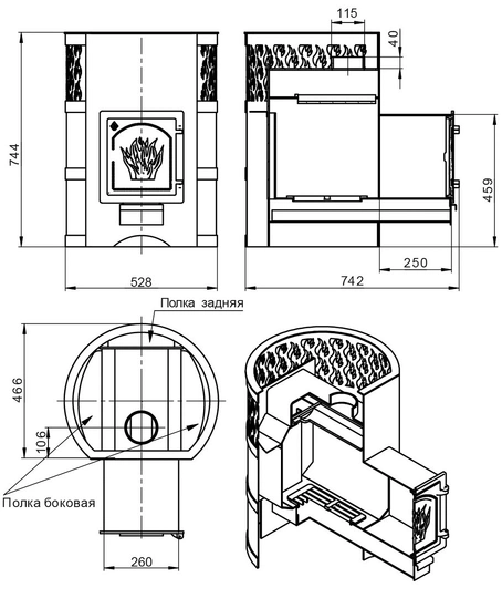 Печь для бани Везувий Лава 22 (ДТ-4) - 1