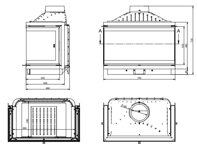 Каминная топка KFD ECO MAX 7 3F basic трехсторонняя - 3