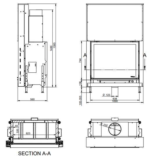 Каминная топка KFDesign LINEA V 1190 4.0 - 5