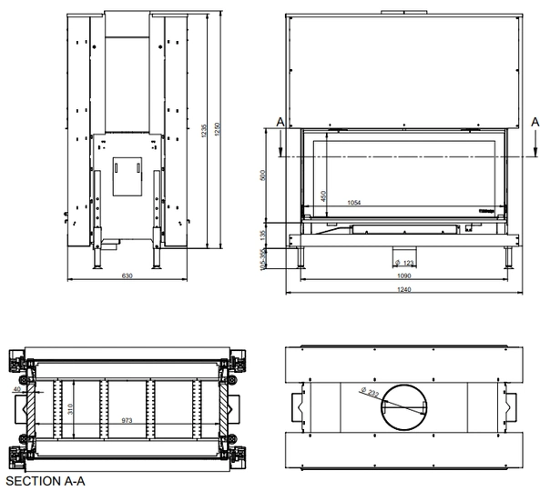 Каминная топка KFDesign LINEA DF H 1180 4.0 - 4