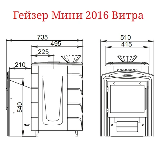 Печь для бани Термофор Гейзер Мини 2016 Inox Витра ЗК терракота - 2