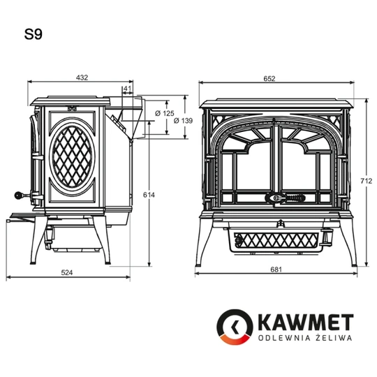 Чугунная печь KAWMET Premium S9 (11,3 кВт) - 5