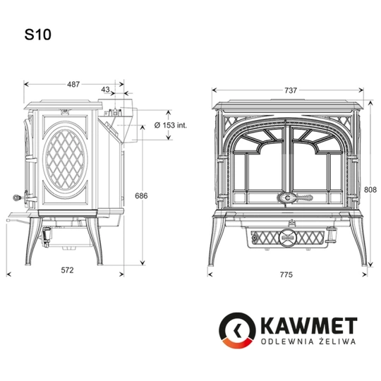 Чугунная печь KAWMET Premium S10 (13,9 кВт) - 8