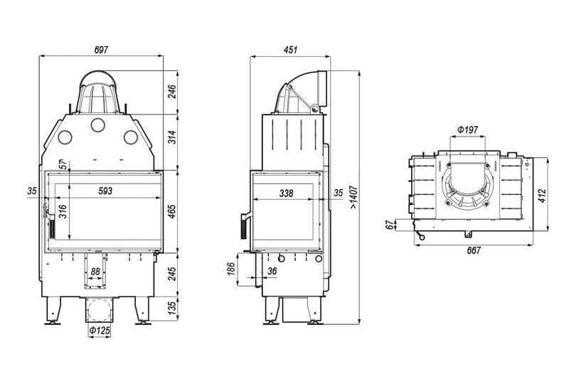 Каминная топка Defro Home Intra SM BL MINI - 2