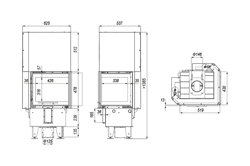 Каминная топка Defro Home Intra XSM BL MINI G - 1