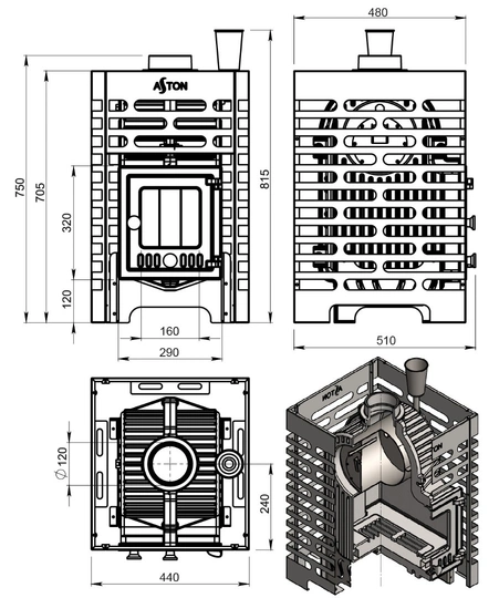 Печь для бани ASTON «Шторм 16» (ДТ-4С) б/в - 7