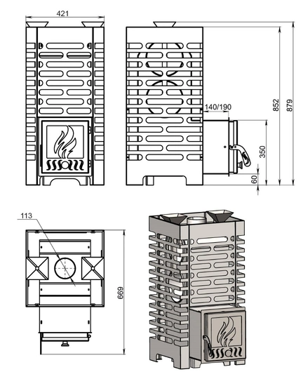 Печь для бани ASTON 20 стекло - 2