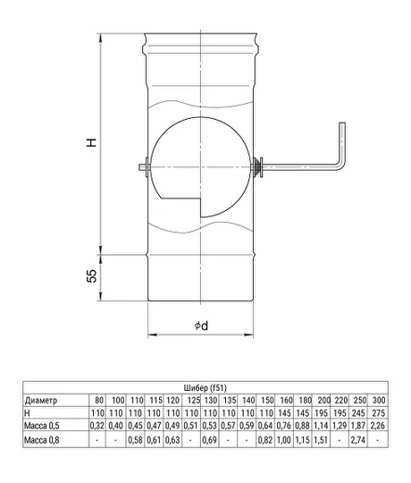 Ferrum GS шибер (430/0,5мм) Ф100 - 1