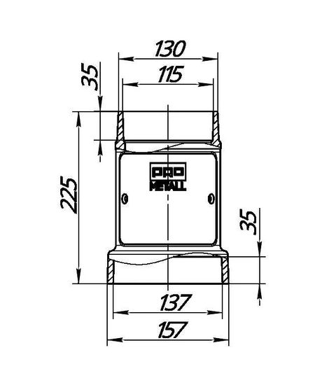 Стартовый дымоход Prometall 115-136 с ревизией - 2