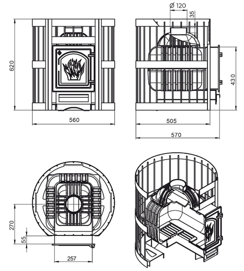 Печь для бани ЭТНА Стандарт 18 (ДТ-4) б/в - 3