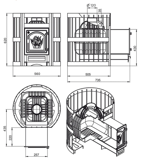 Печь для бани ЭТНА Стандарт 18 (ДТ-4С) - 2
