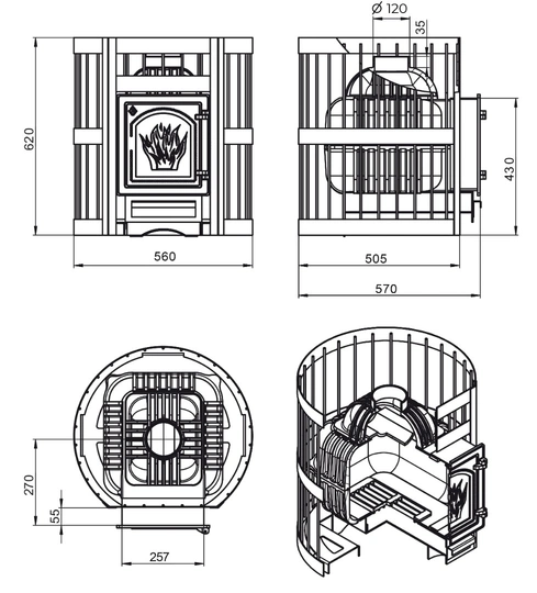 Печь для бани ЭТНА Стандарт 18 (ДТ-4С) б/в - 1