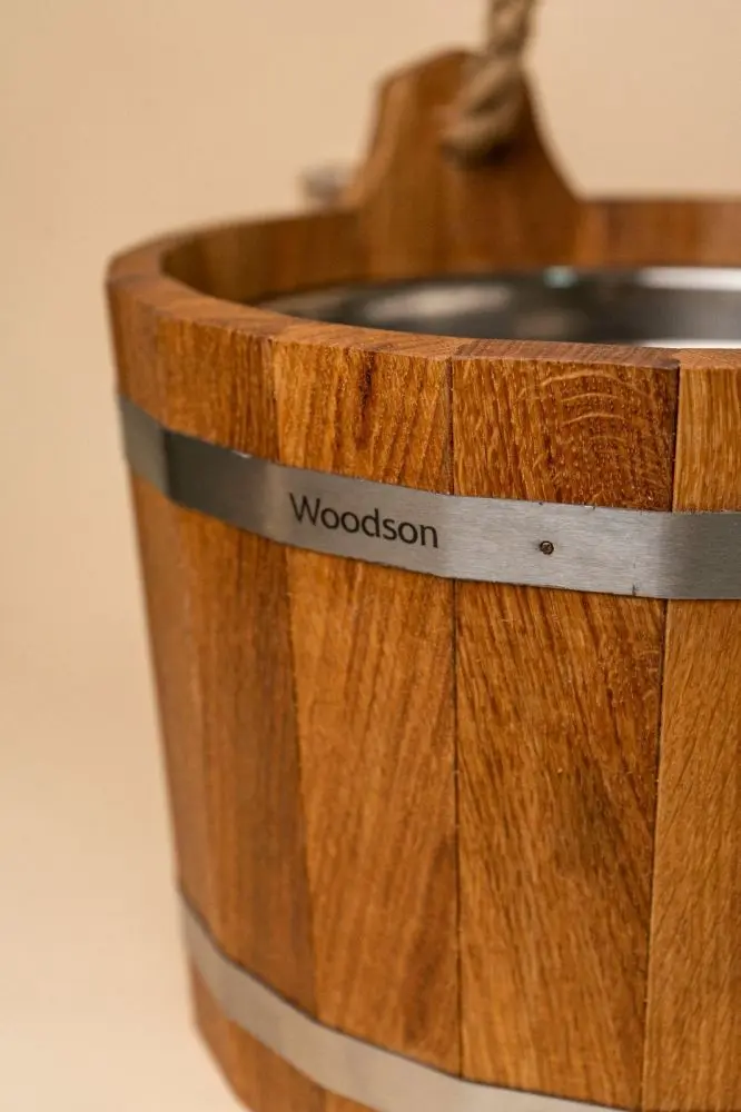 Шайка Woodson с нержавеющей вставкой, 10 л., дуб - 2min