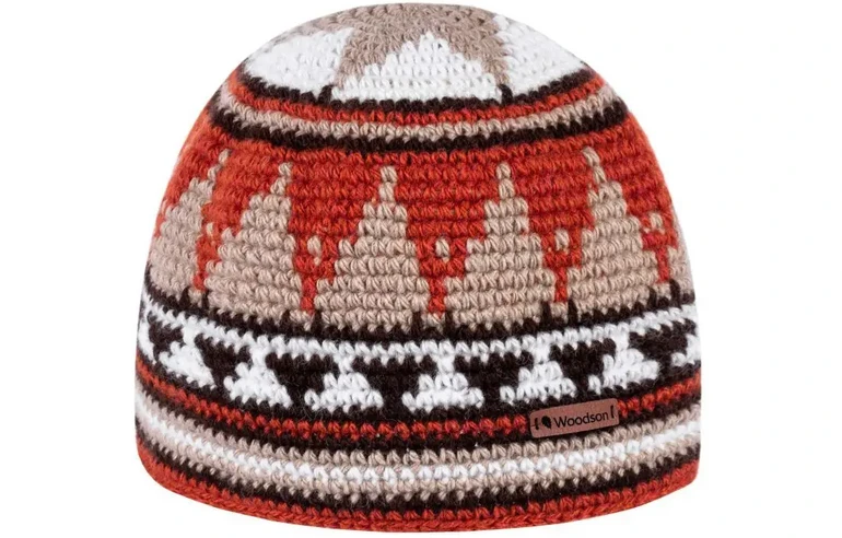Шапка вязаная для бани Woodson Viking, орнамент, без косичек (коричневый)