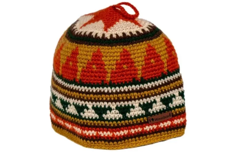 Шапка вязаная для бани Woodson Viking, орнамент, без косичек (оранжевый)