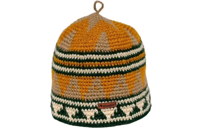 Шапка вязаная для бани Woodson Viking, орнамент, без косичек (жёлтый)
