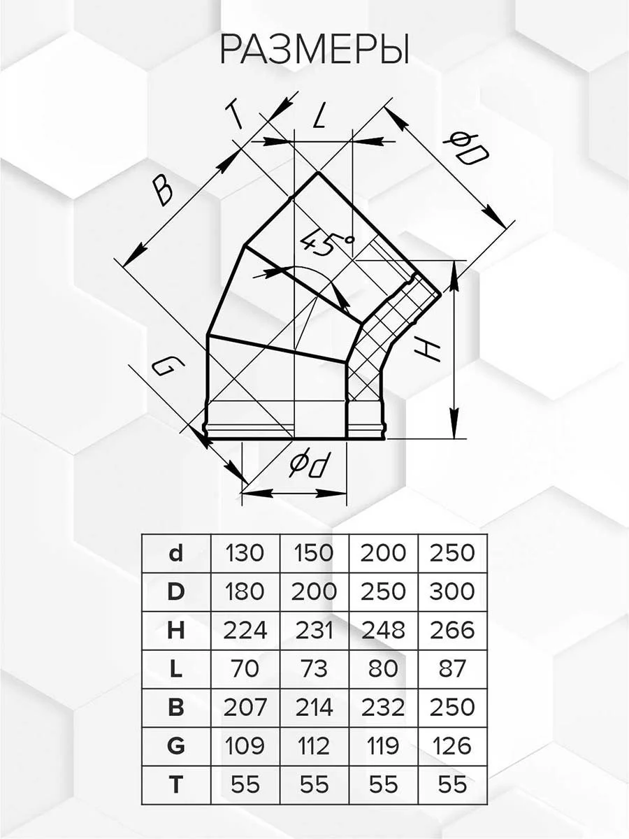 Craft HF-25BP сэндвич-колено 45° (316/0,8/эмаль) Ф150х200 - 1min