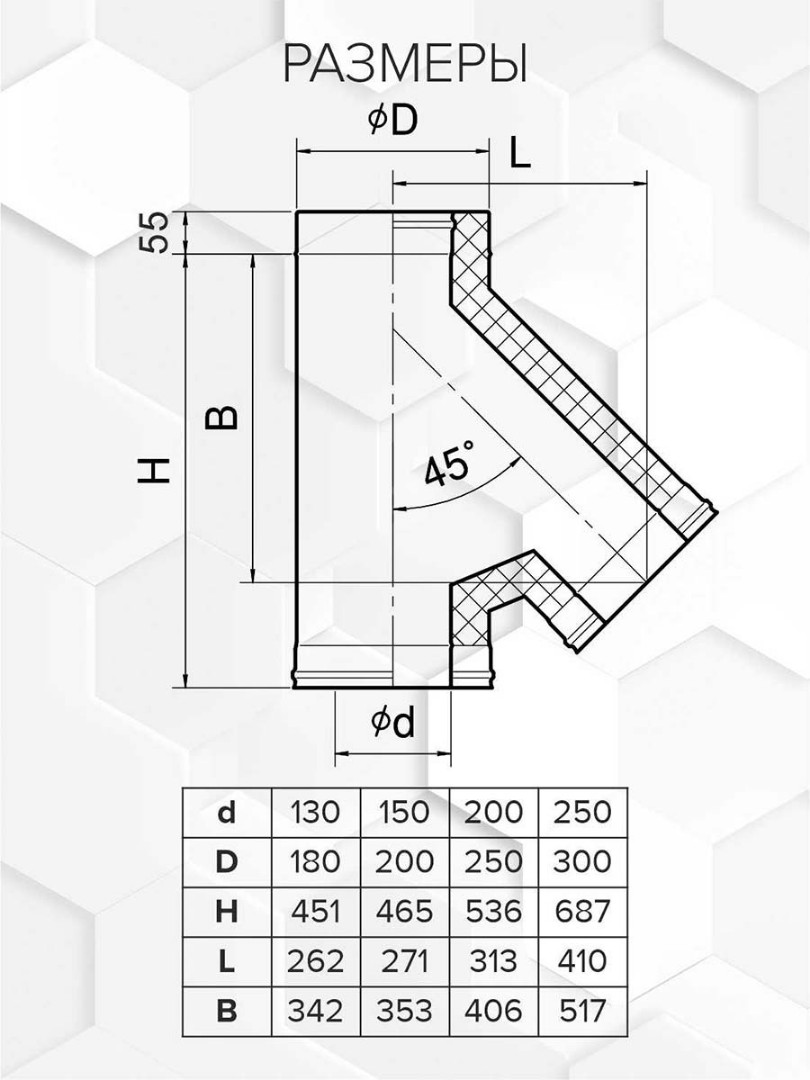 Craft HF-25BP сэндвич-тройник 45° (316/0,8/эмаль) Ф150х200 - 1min