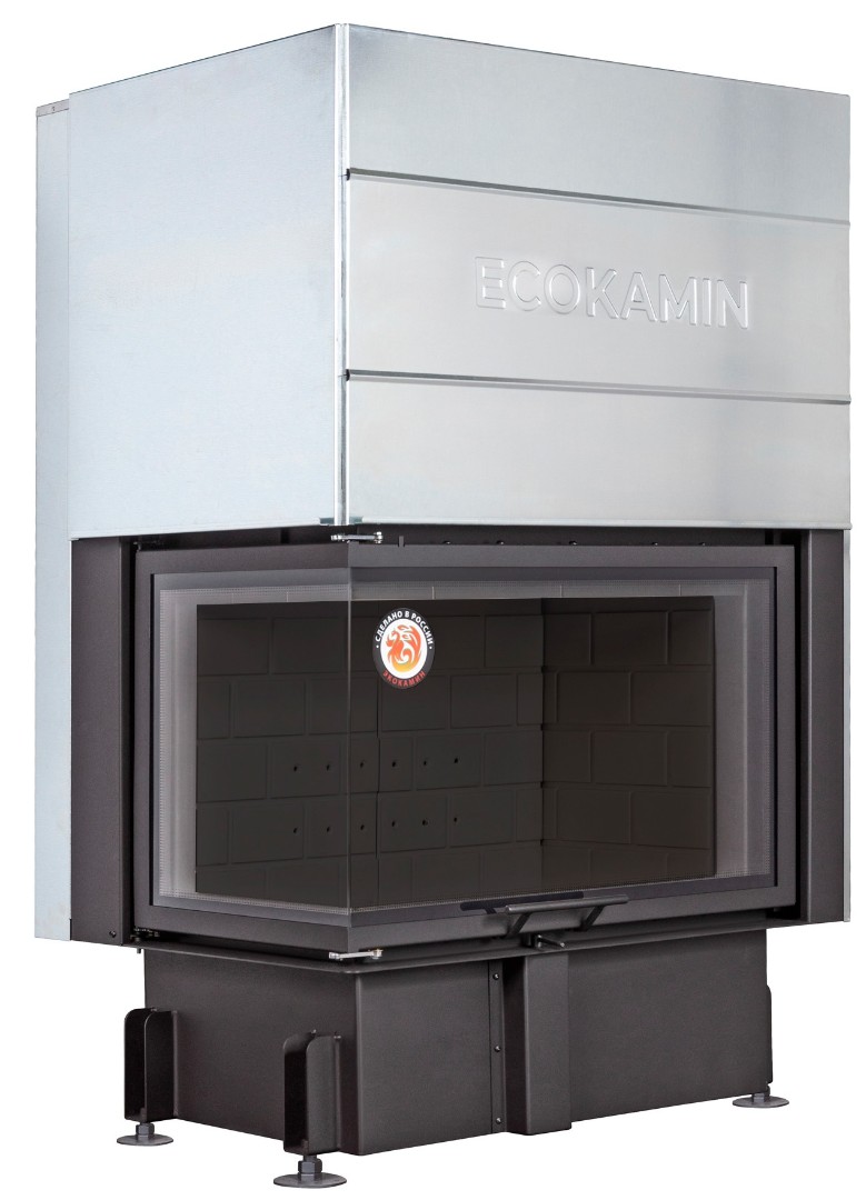 Каминная топка Экокамин ДЕЛЬТА 800 LB два стекла левая принтинг черный шамот - 0min