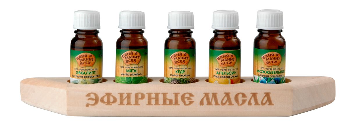 Набор эфирных масел для бани (эвкалипт, мята, кедр, апельсин, можжевельник) - 0min