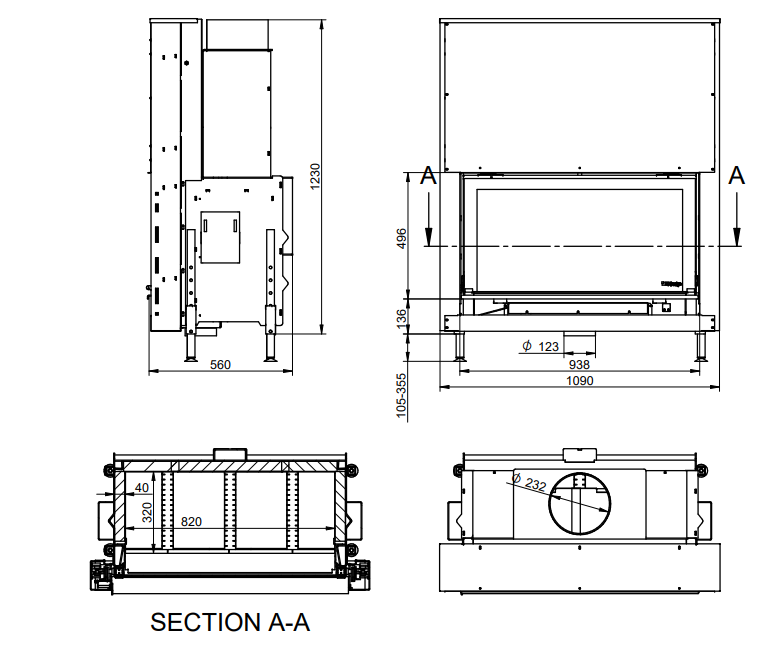 Каминная топка KFDesign LINEA H 1050 4.0 - 4min
