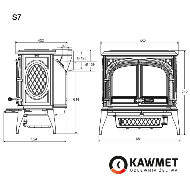 Чугунная печь KAWMET Premium S7 (11,3 кВт) - 4min