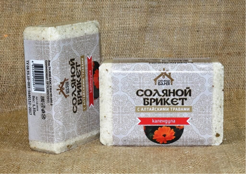 Соляной брикет Соляная баня с Алтайскими травами Календула - 0min