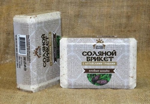 Соляной брикет, "Соляная баня" с Алтайскими травами "Еловые шишки" - 0min