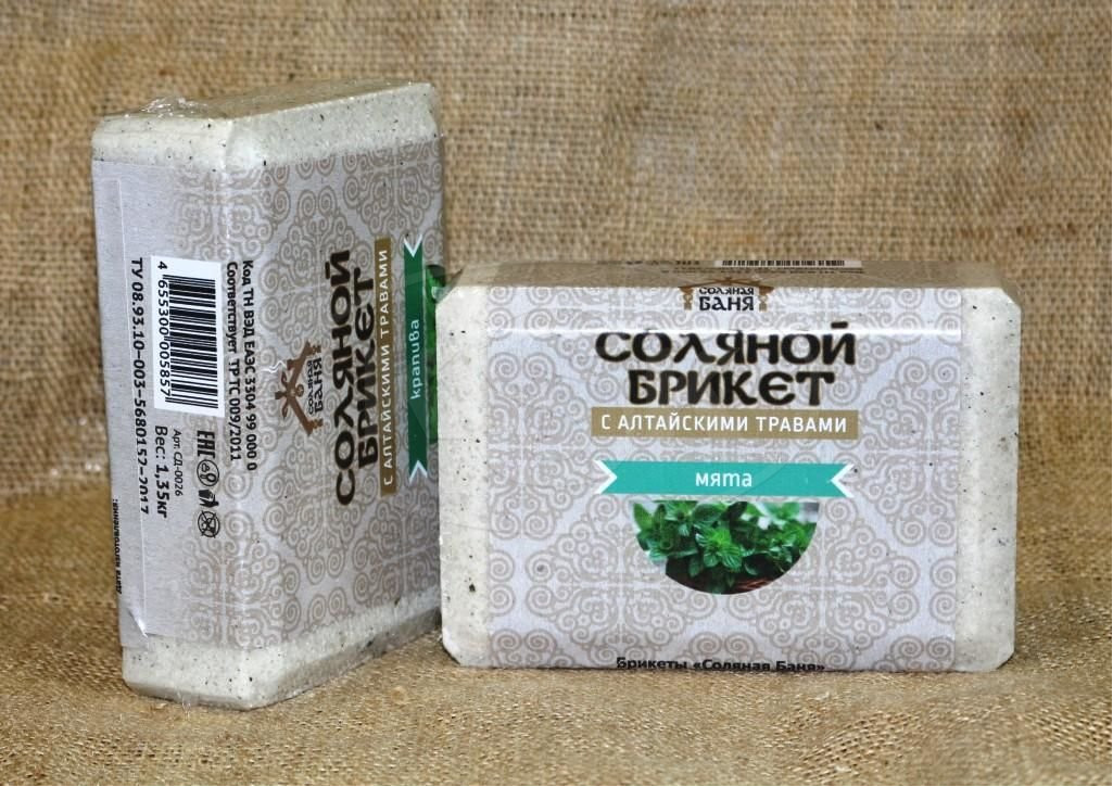 Соляной брикет Соляная баня с Алтайскими травами Мята - 0min