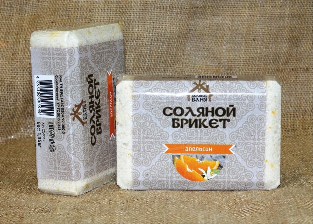 Соляной брикет Соляная баня с Цедрой Апельсина - 0min