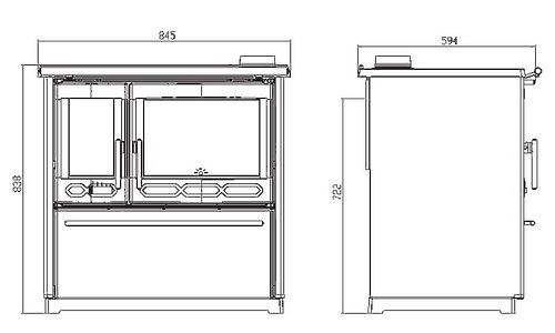 Отопительно-варочная печь Plamen 850 Glass - 2min