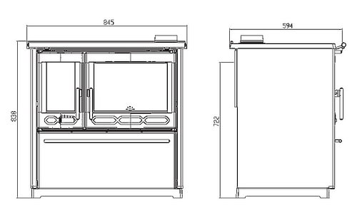 Отопительно-варочная печь Plamen 850 Termo Glass - 1min
