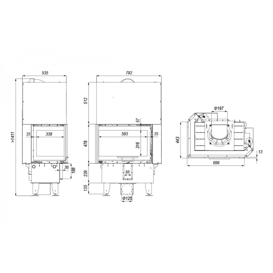Каминная топка Defro Home Intra SM BL MINI G - 2min