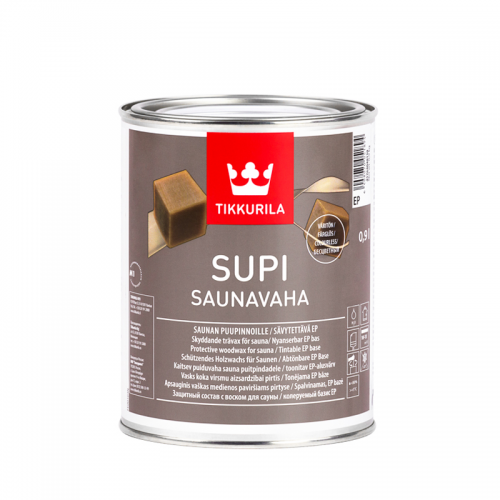 Защитный состав с воском для стен и полка Supi Saunavaha 0,9л. - 0min