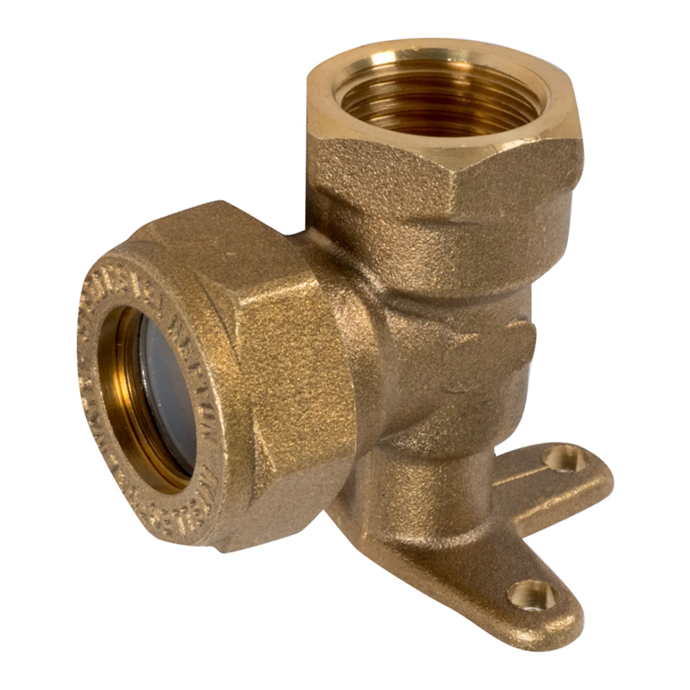 Угольник латунный IWS 15 х 1/2" EF с креплением - 0min