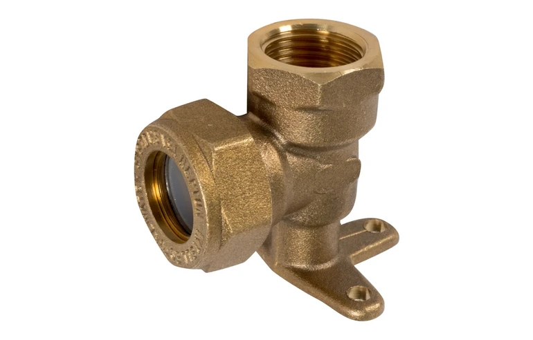 Угольник латунный IWS 15 х 1/2" EF с креплением